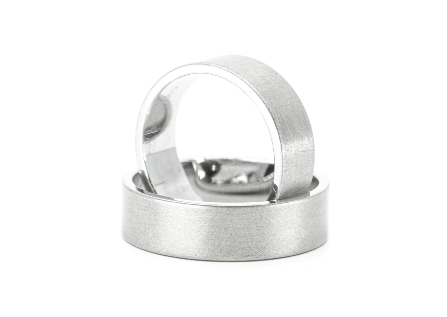 "Kaler" distressed 14k white gold rings Couples Set