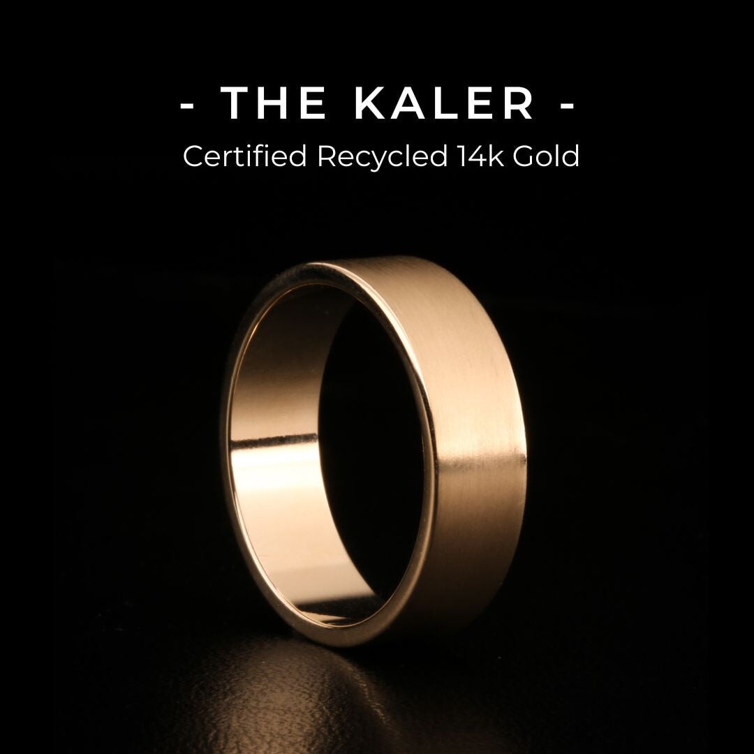 Brushed 14k Gold "Kaler" Couples Ring Set 
