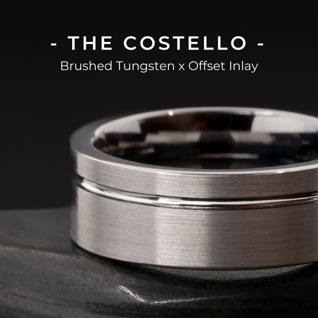 The "Costello" Tungsten Ring with Polished Detail