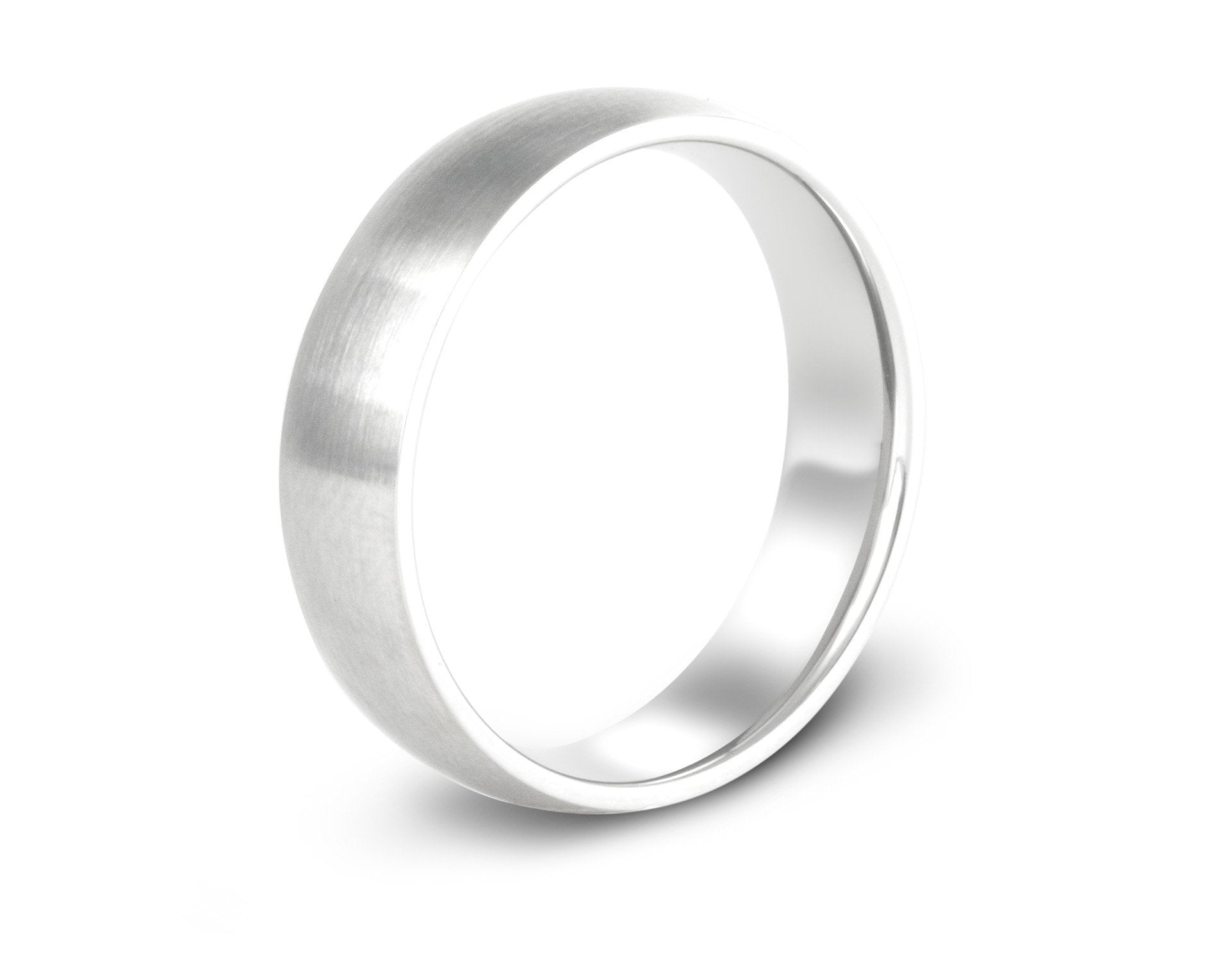 Side view of classic platinum wedding band