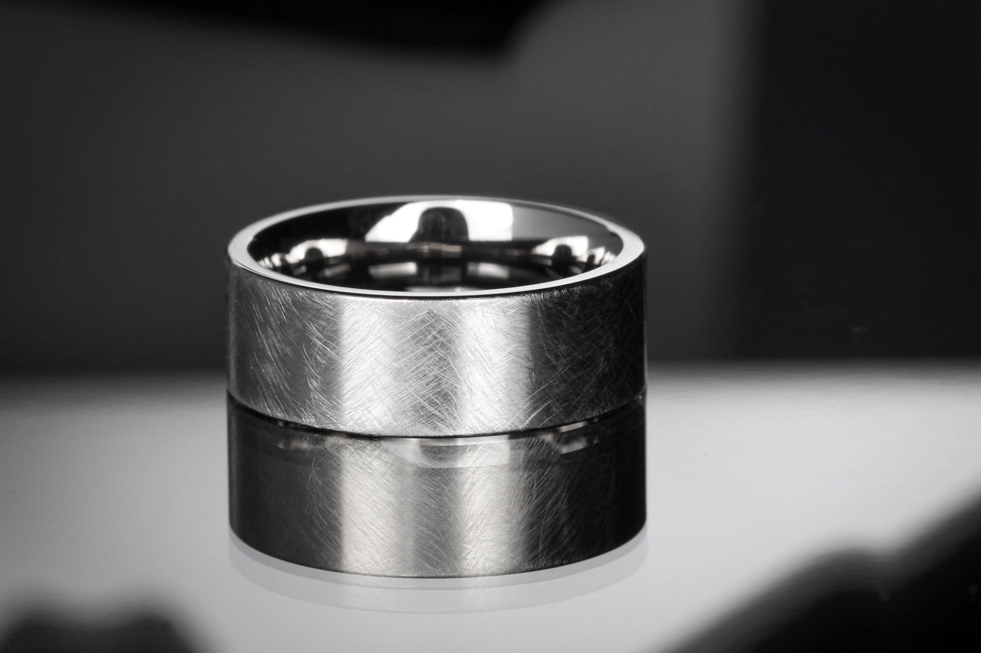 Custom "Brüns" Etched Titanium Ring Detail View 