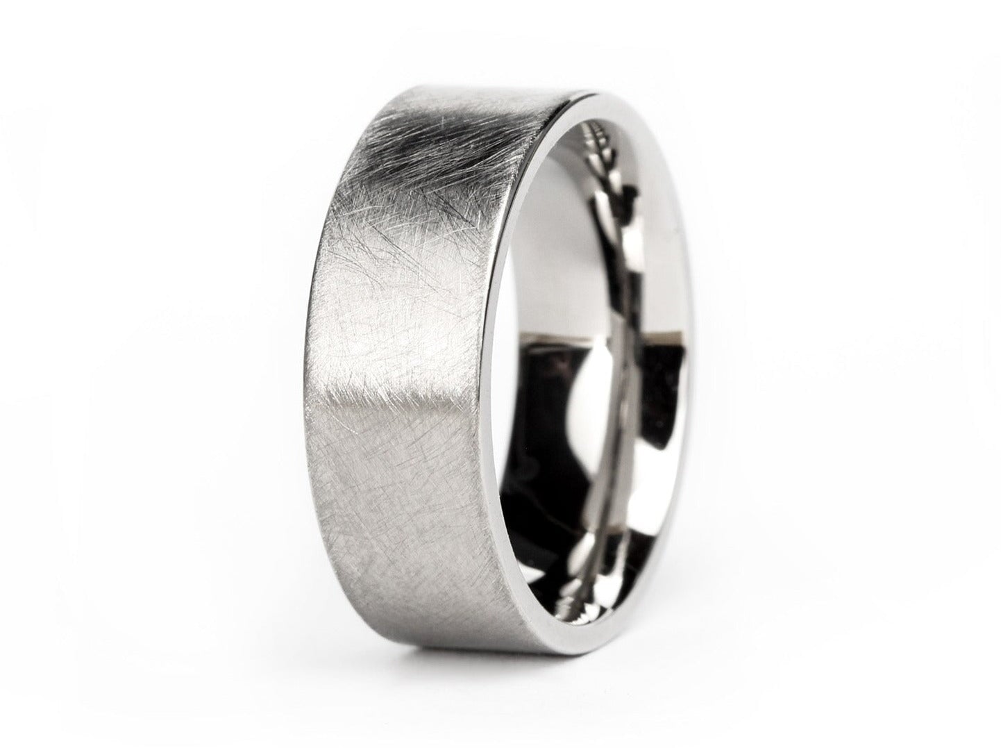 Custom "Brüns" Etched Titanium Ring Polished Interior