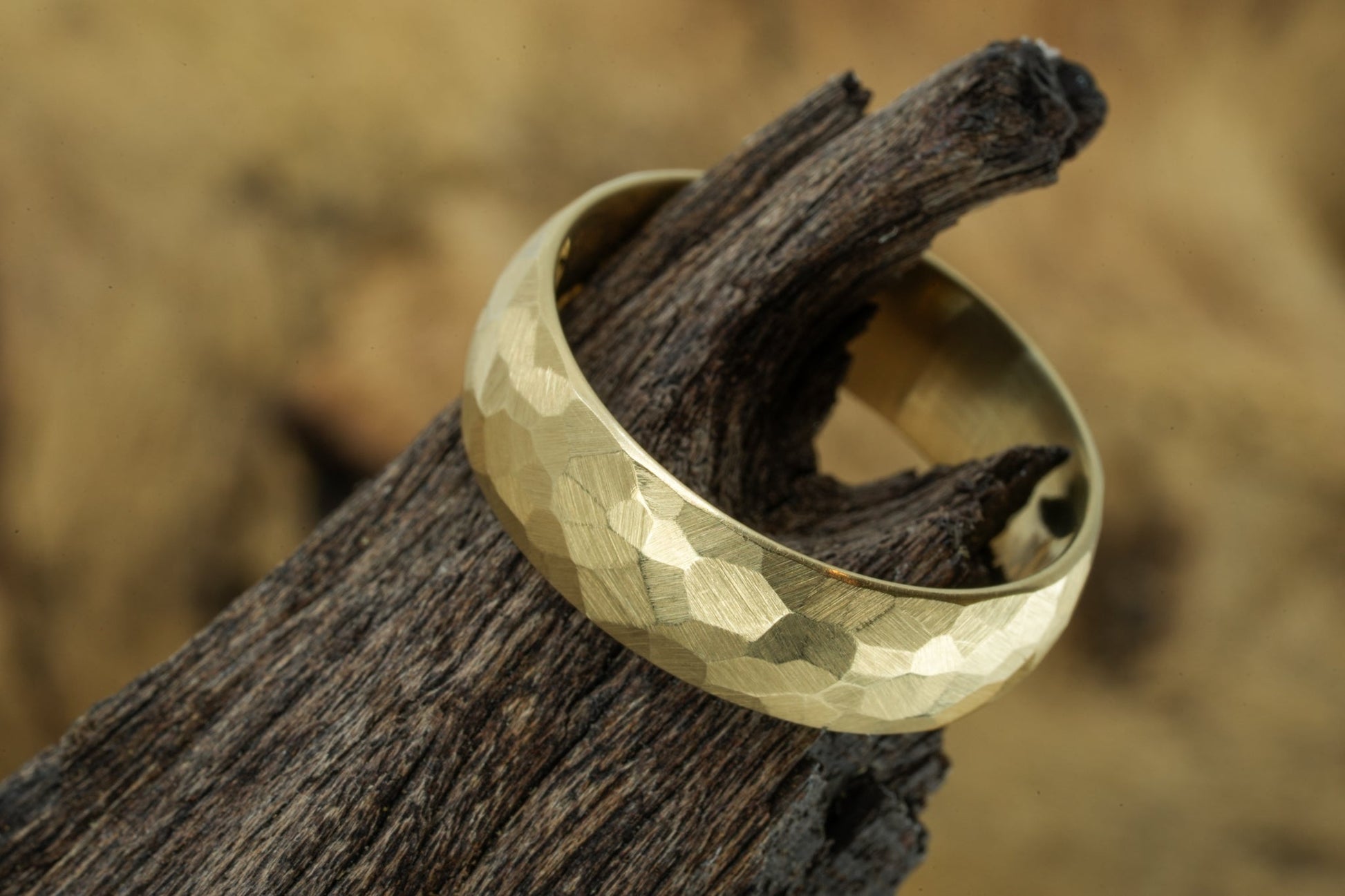 Custom "Charles" 14k Yellow Gold Ring on Wood