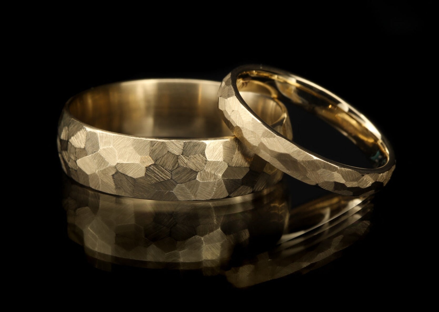 Custom "Charles" 14k Gold Ring Set Faceted Design