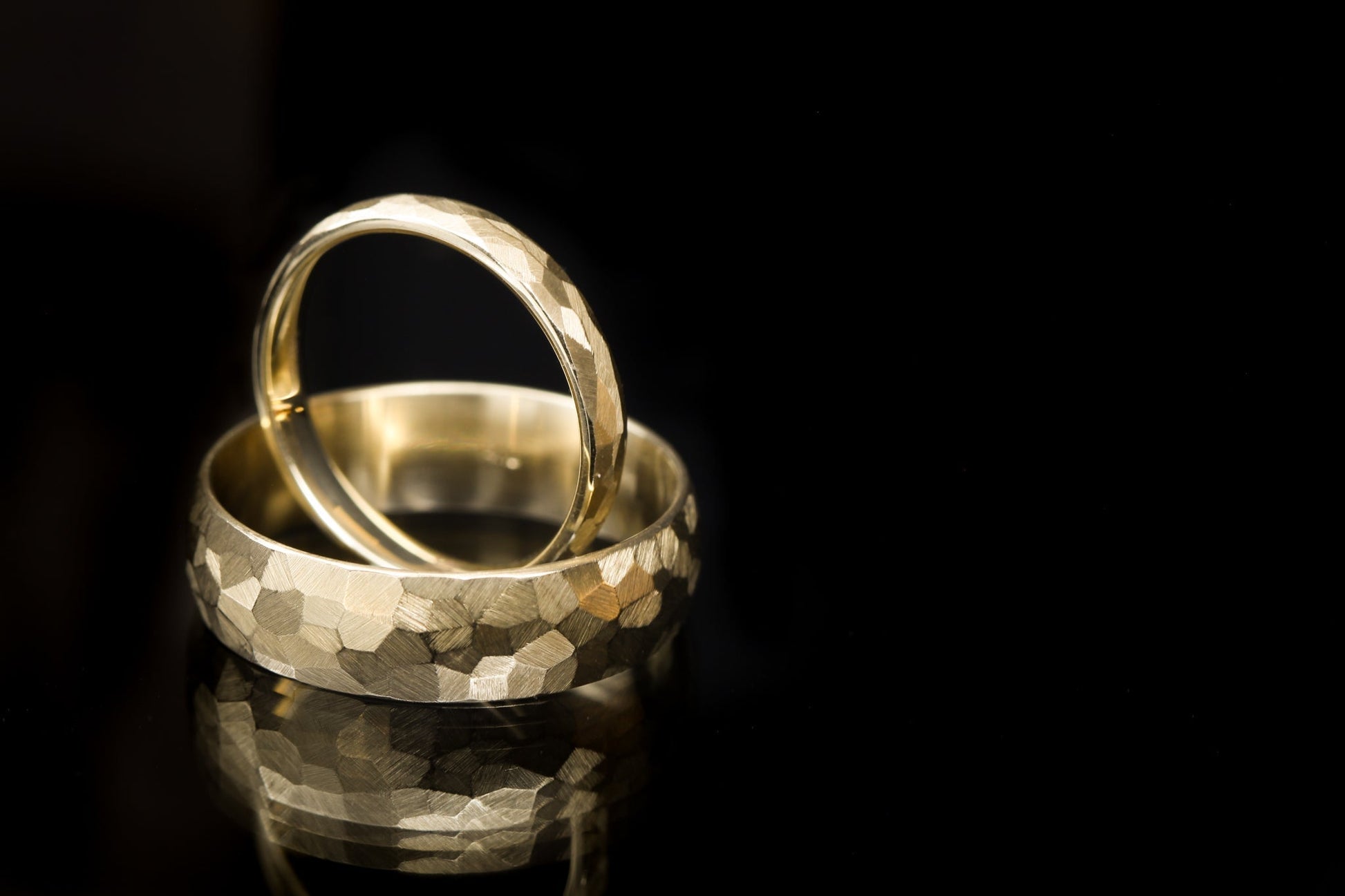 Custom "Charles" 14k Gold Rings Couple Set 