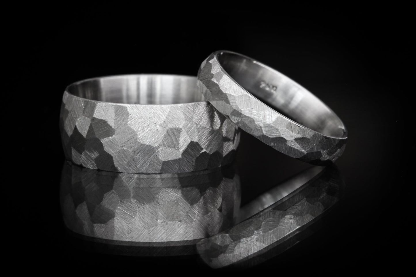 Custom "Charles" 14k White Gold Faceted Rings