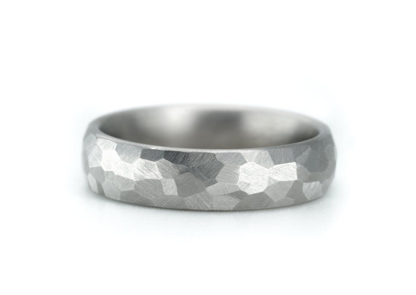 Custom "Charles" Hand-Ground Titanium Ring With Faceted Design