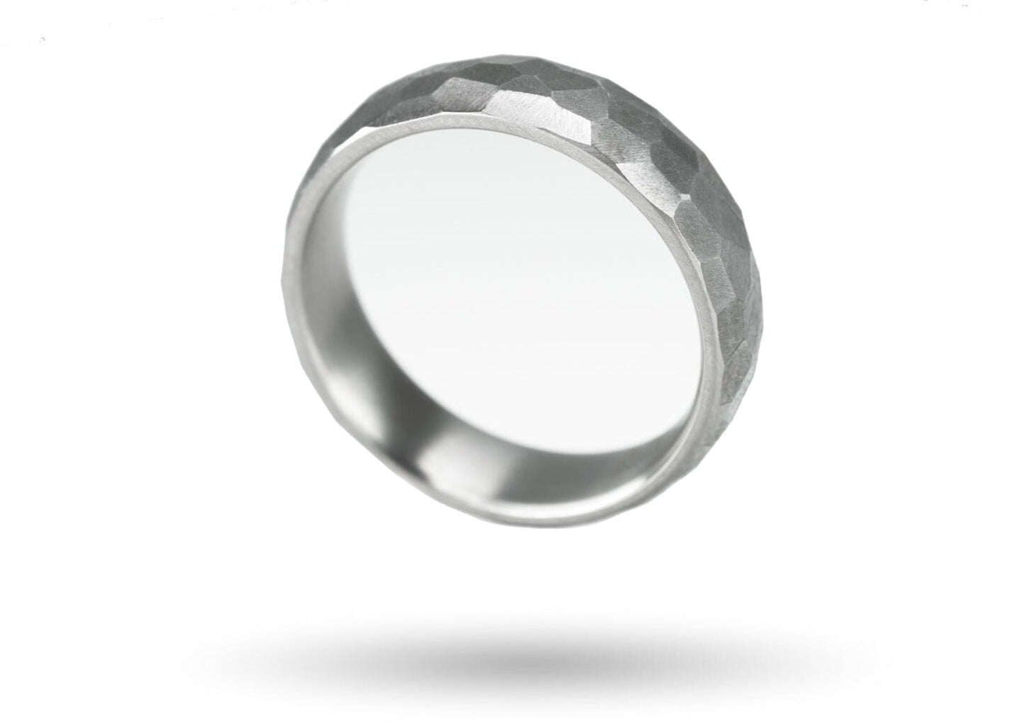 Custom "Charles" Hand-Ground Titanium Wedding Ring White Background