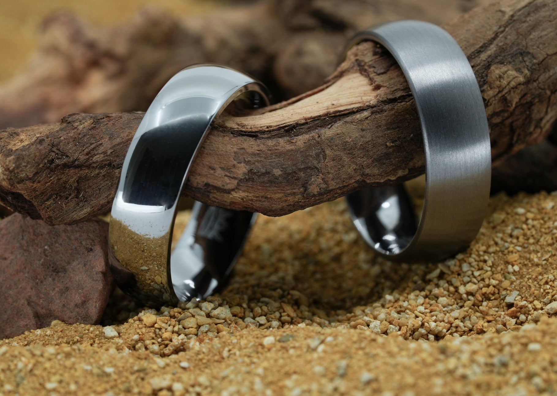 Paired Tantalum Domed Ring Set Rings