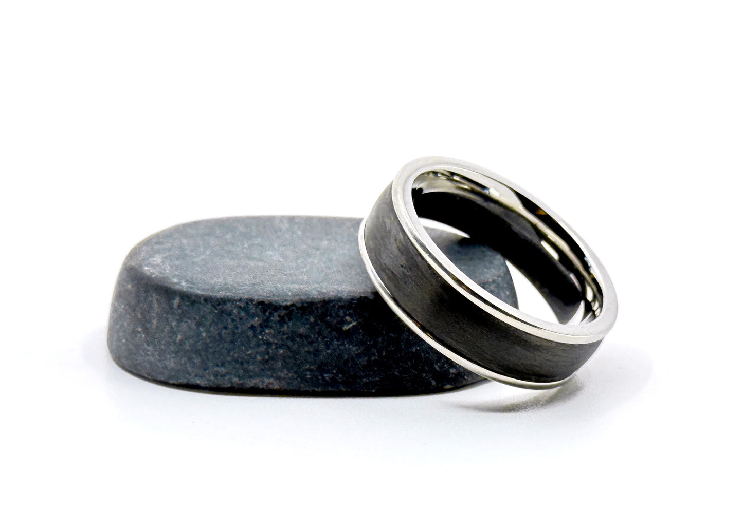 Size 10 Prototype Ring: Titanium w/ Wound Carbon