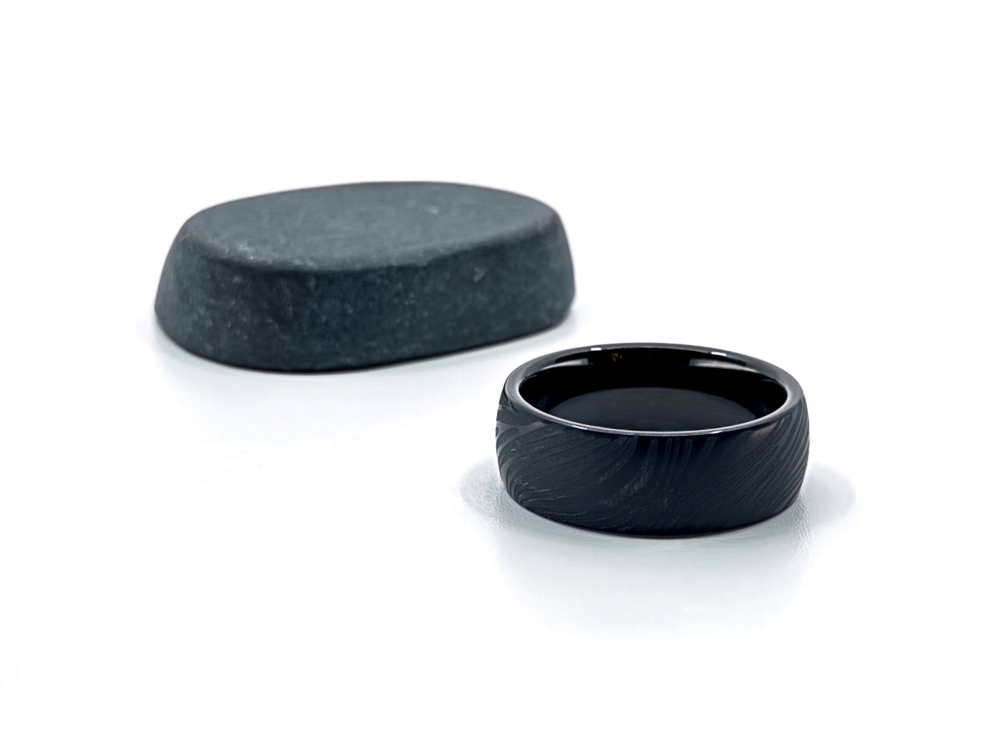 Size 9.5 Closeout Ring: "Crenshaw" Black Tungsten Damascus