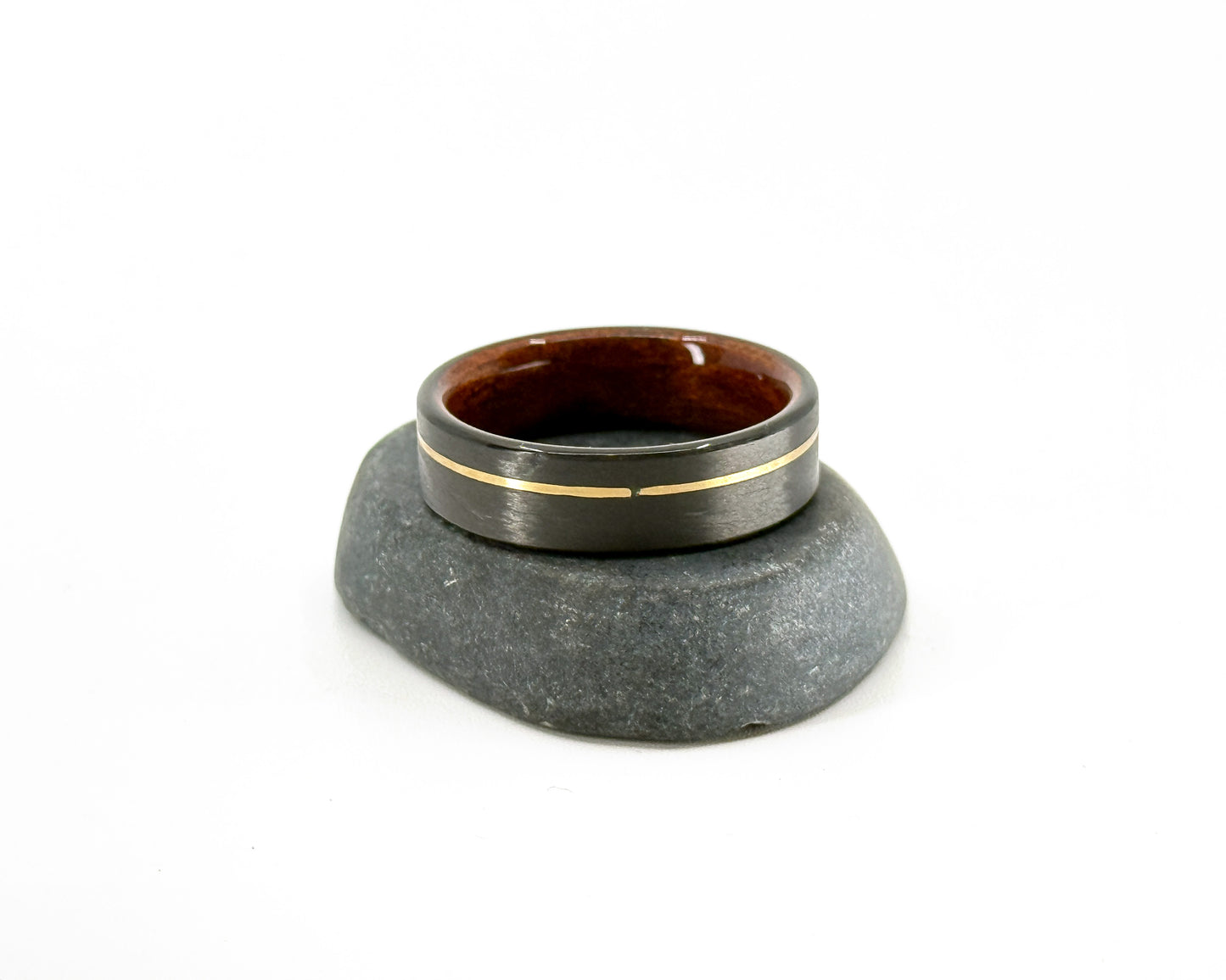 Size 9.5 Prototype Ring: Elliot Variant Wood Interior + 14k Inlay
