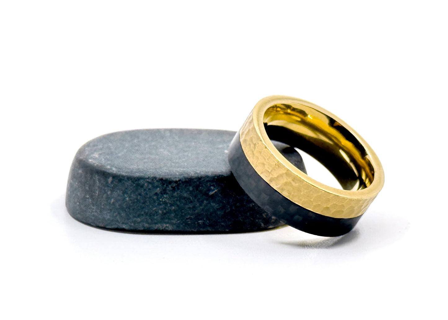 Size 7.5 Prototype Ring: Gold Plated Titanium & Carbon Fiber