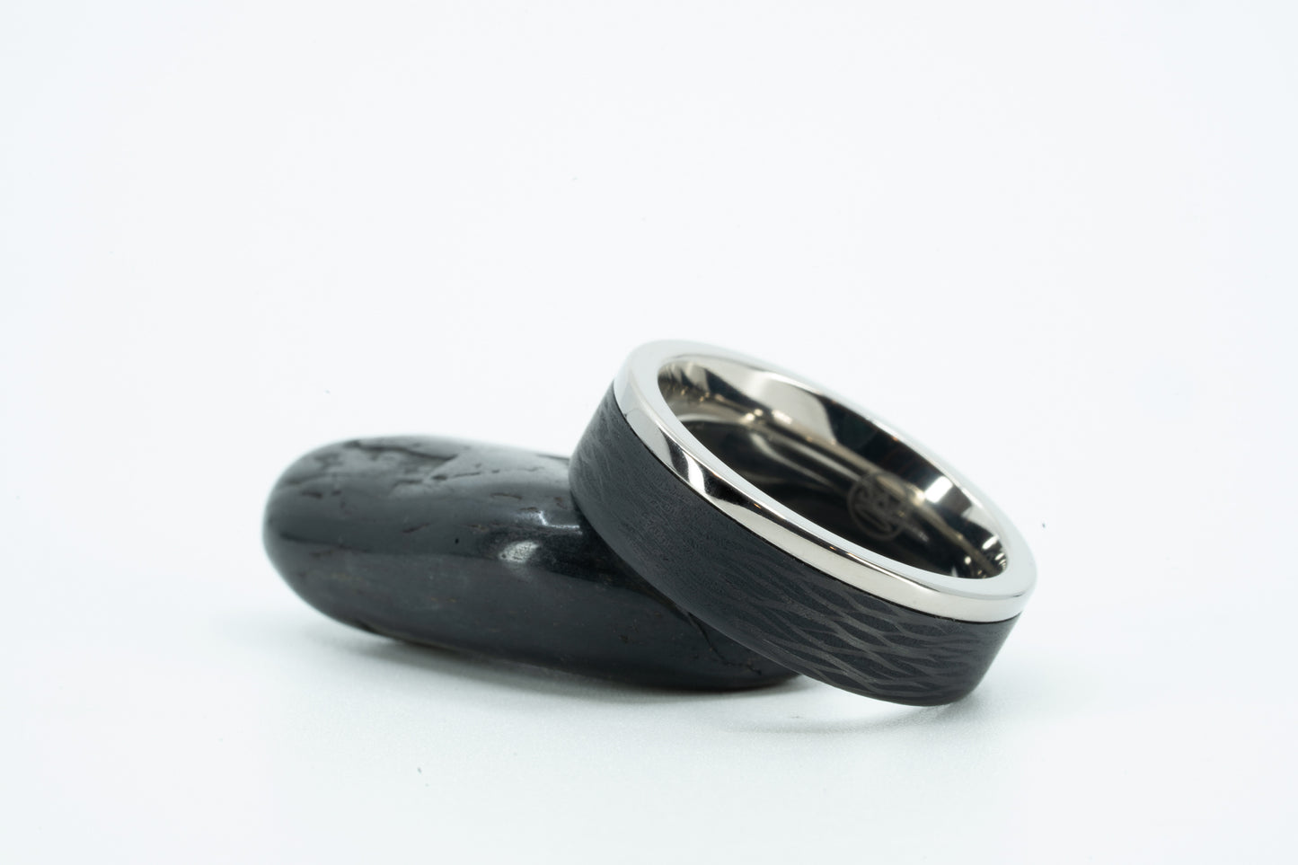 Size 9.5 Prototype Ring: Flat Profile Titanium x Carbon