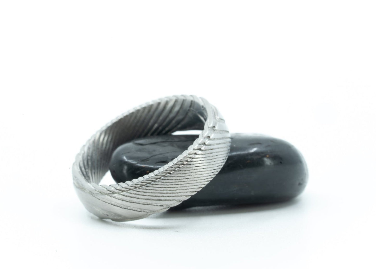 Size 9.5 Prototype Ring: Damascus Steel Stepped Edge