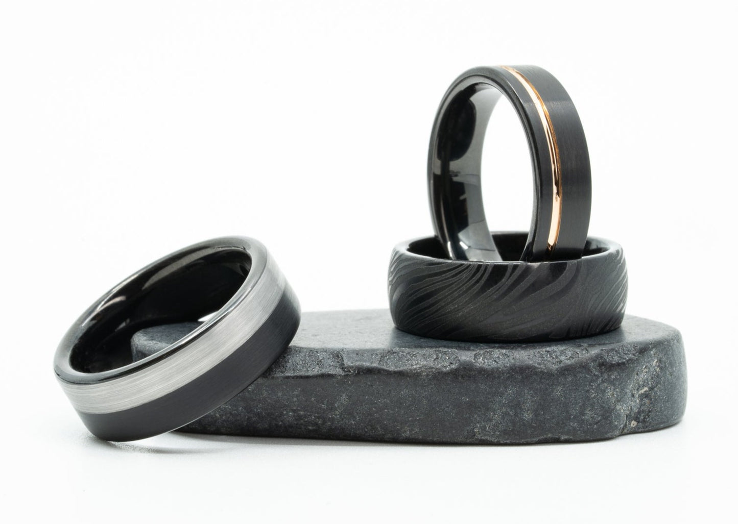Black Tungsten "Crenshaw" Damascus Ring