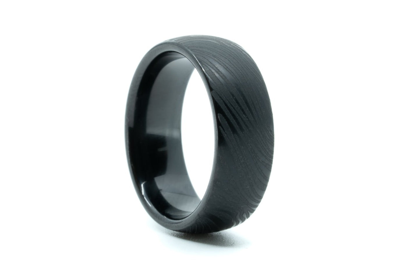 Black Tungsten "Crenshaw" Damascus Ring