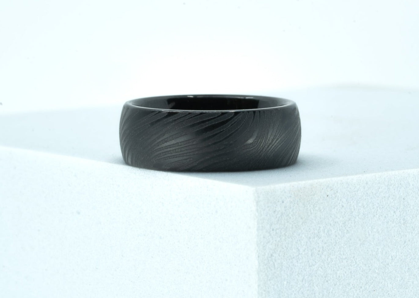 Black Tungsten "Crenshaw" Damascus Ring