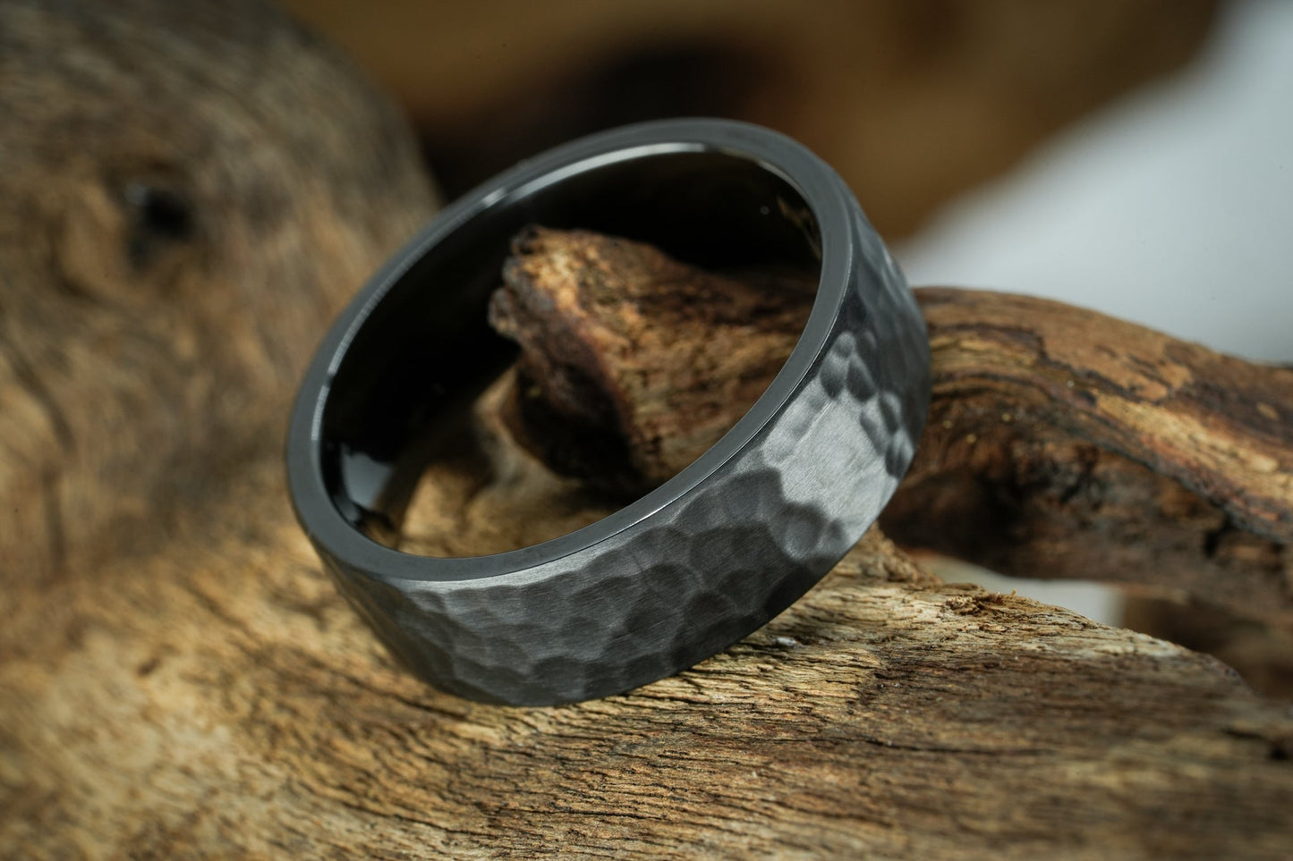 The Quintin Hammered Zirconium Rings
