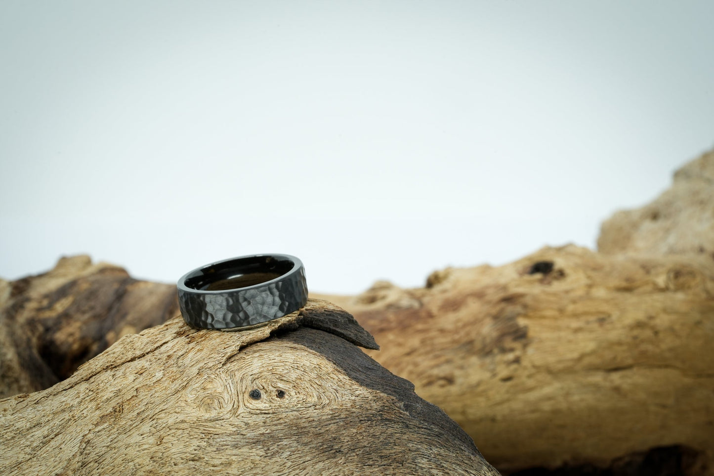 The Quintin Hammered Zirconium Rings