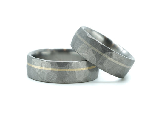 Titanium x 14k "Wyatt" Couples Set Rings 