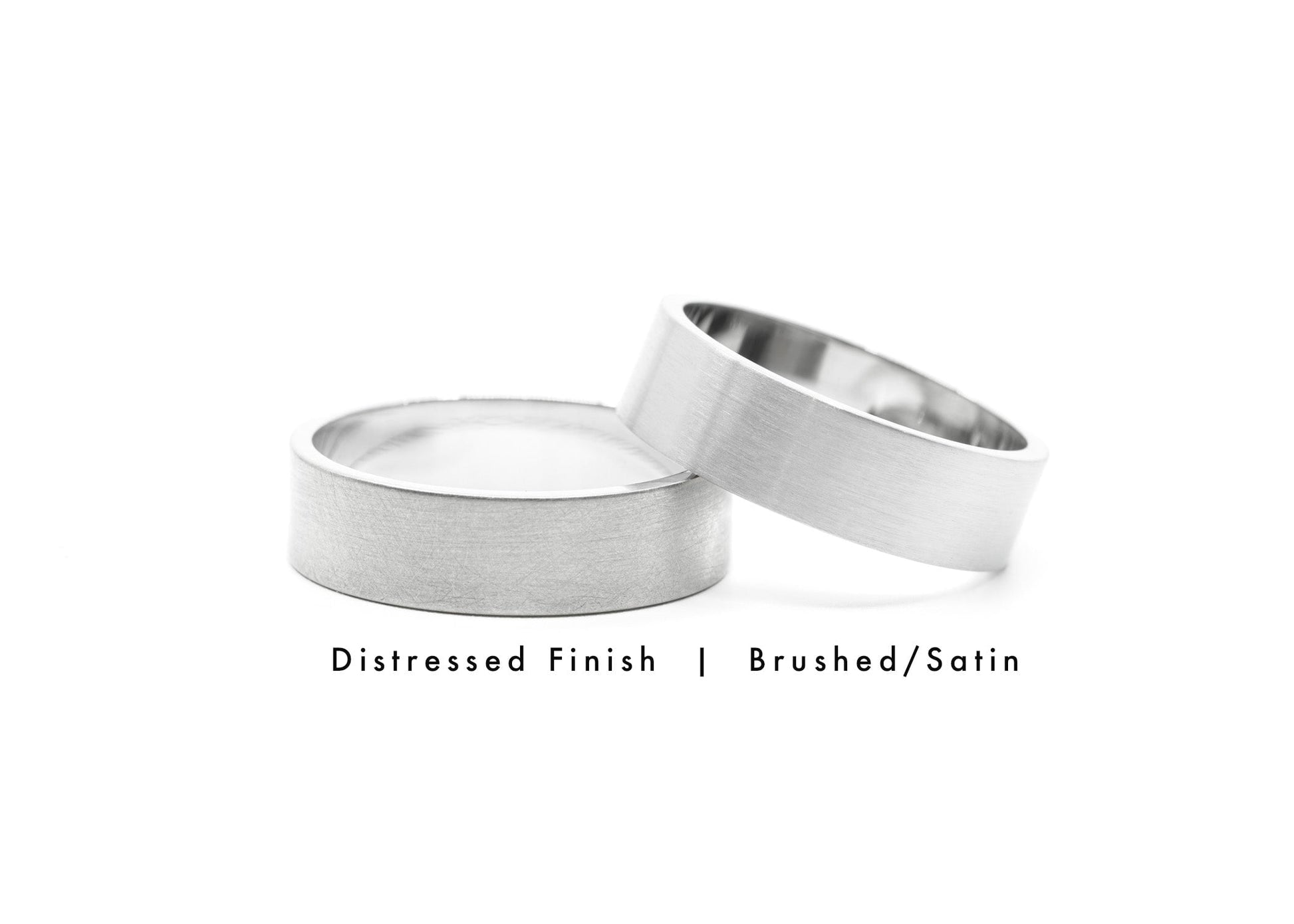 Distressed 14k white gold ring "Kaler" Couples Set