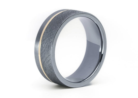 8MM Tantalum ring "Rae" With 14k gold Inlay 