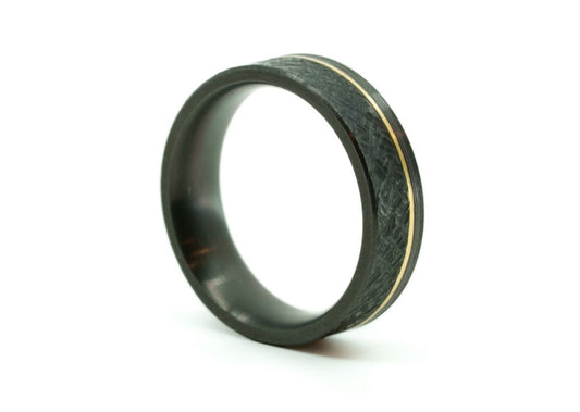 Black zirconium 'Rae' ring with dual finish and 14k gold inlay