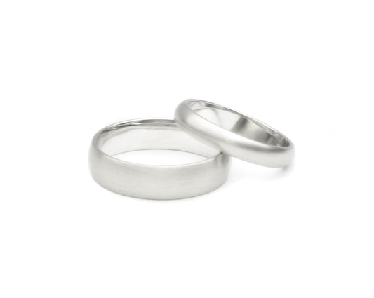 Classic Platinum Wedding Bands Couples Set