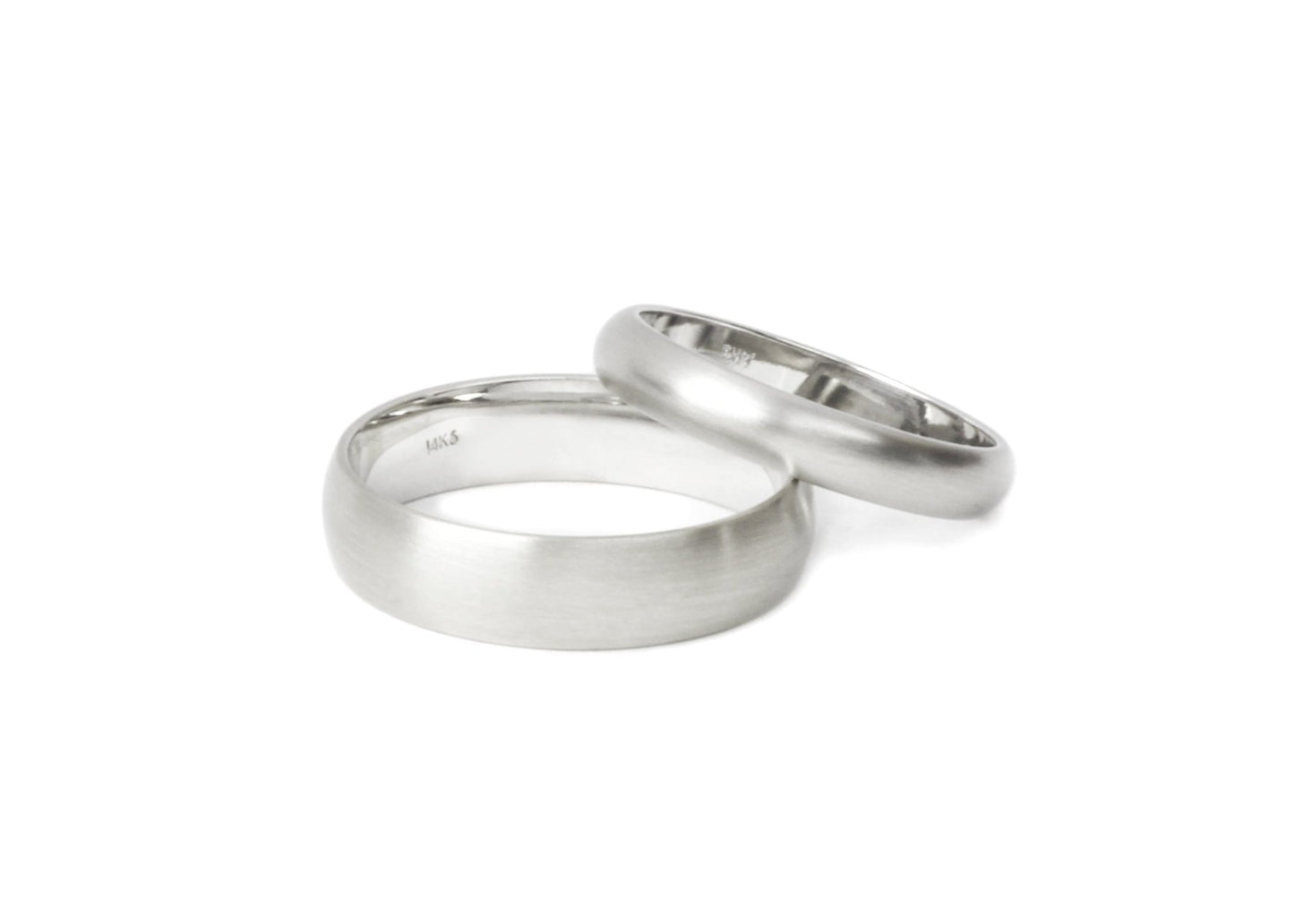 Classic White Gold Wedding Bands - Couples Set 