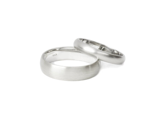 Classic White Gold Wedding Bands - Couples Set 