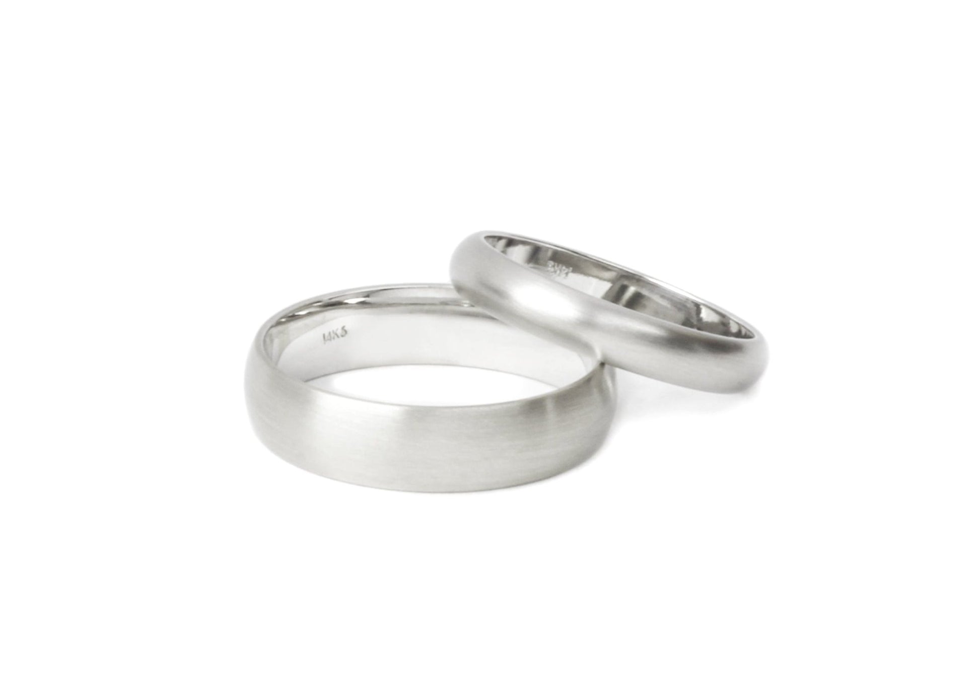 Classic White Gold Wedding Bands - Couples Set 