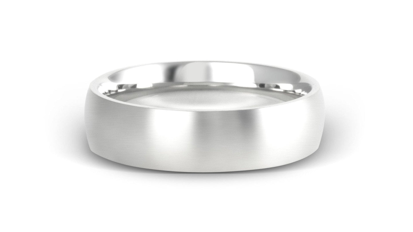 "Jackson" white gold wedding band on a white background