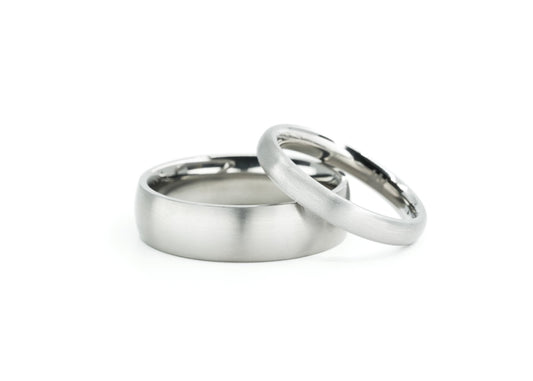 Domed Titanium Bands Couples Set Rings 