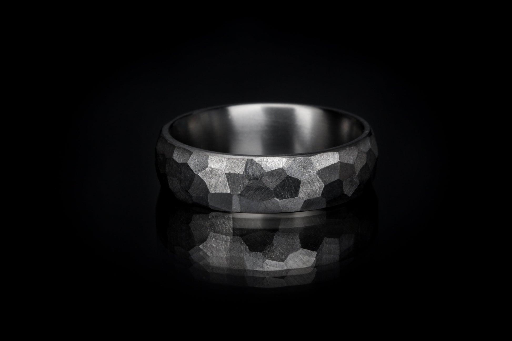 Faceted Titanium "Charles" Couples Set Rings 