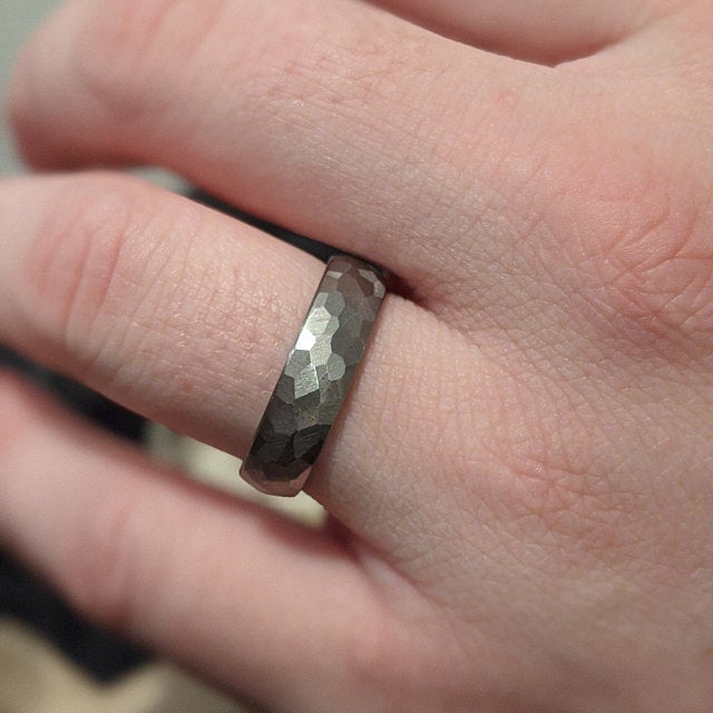 Faceted Titanium "Charles" Couples Set Rings 