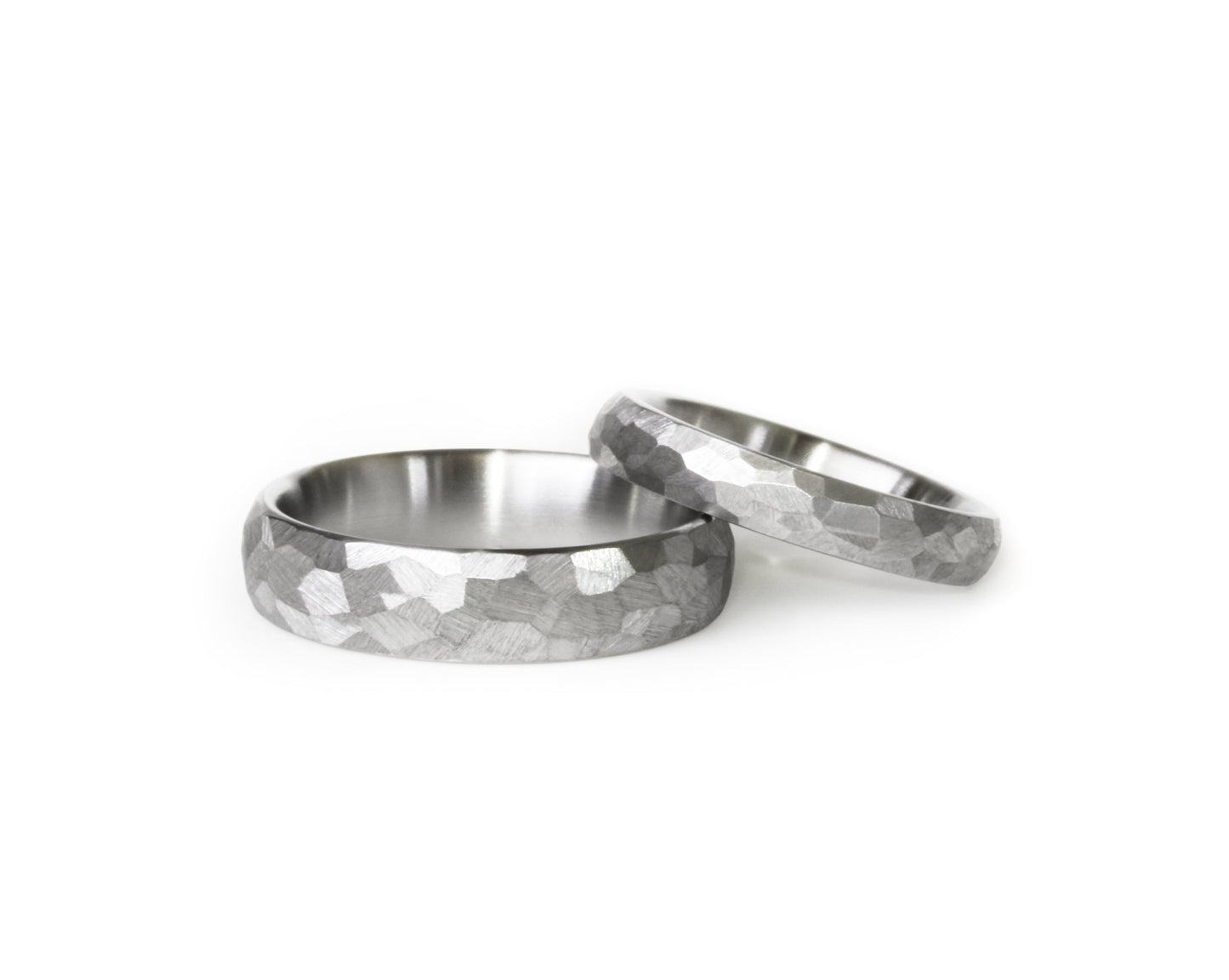 Faceted Titanium "Charles" Couples Set Rings 