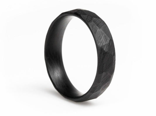 Ground Carbon Fiber "Bates" Ring Rings 