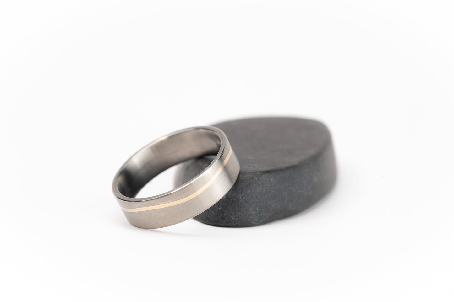 Size 8.5 Closeout Ring: "Eero" Titanium + 14k Yellow Gold