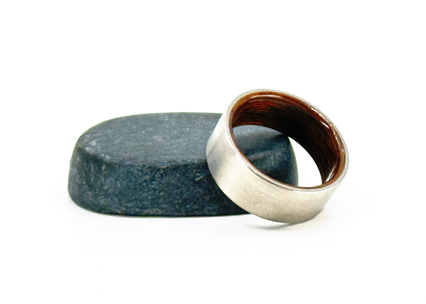 Size 8.5 Closeout Ring: 8mm "Guthrie" Titanium + Rosewood