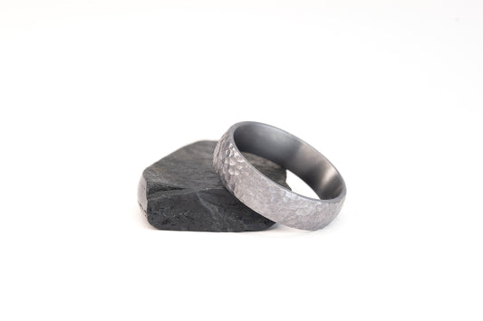 Size 9.5 Closeout Ring: Hammered Tantalum "Farrell"