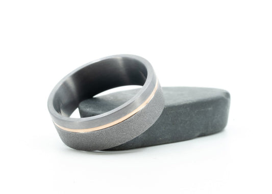 Size 11.0 Closeout Ring: "Rae" Tantalum + 14k Gold