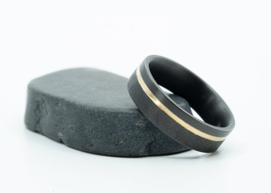 Size 7.0 Prototype Ring: Black Zirconium x 14k "Rae"