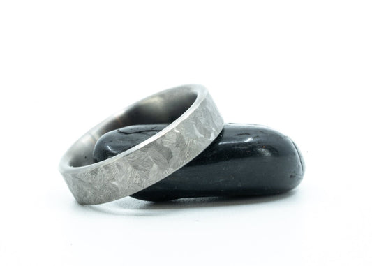Size 10 Prototype Ring: Flat Profile Distressed Titanium