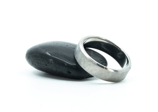 Size 10 Prototype Ring: Etched Titanium w/ Polished Bevel
