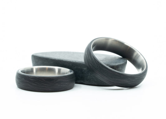 Closeout Ring: "Grayson" Titanium x Carbon