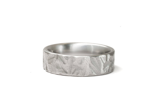 Custom "Cornell" Hammered Titanium Ring
