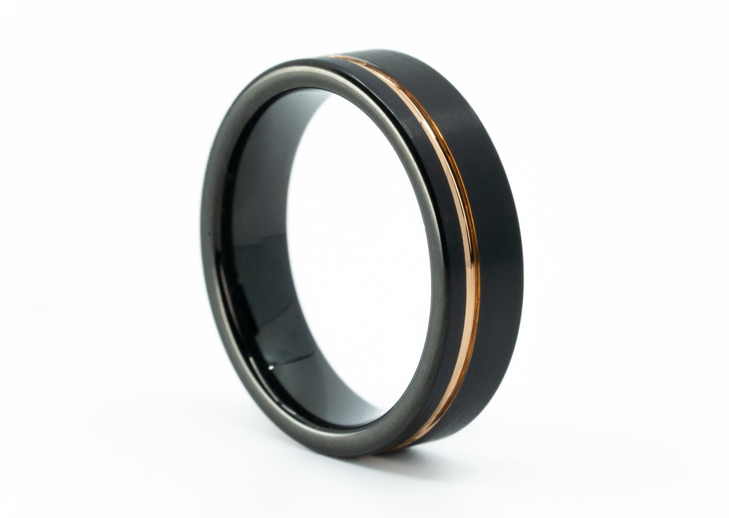 Black Tungsten "Elliot" with Rose Gold Inlay