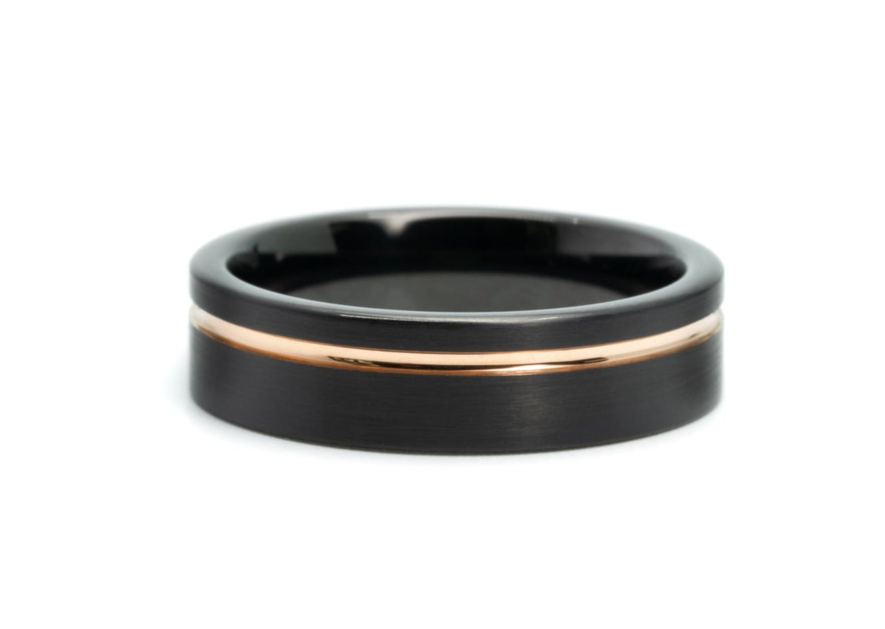 Black Tungsten "Elliot" with Rose Gold Inlay