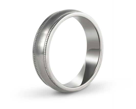 The Fitzroy Titanium Milgrain Edge Rings 